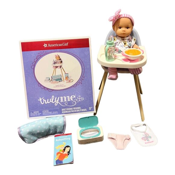 NEW American Girl Little Bitty Baby DOLL + HIGHCHAIR Diaper Clothes & Care Set - Picture 1 of 15